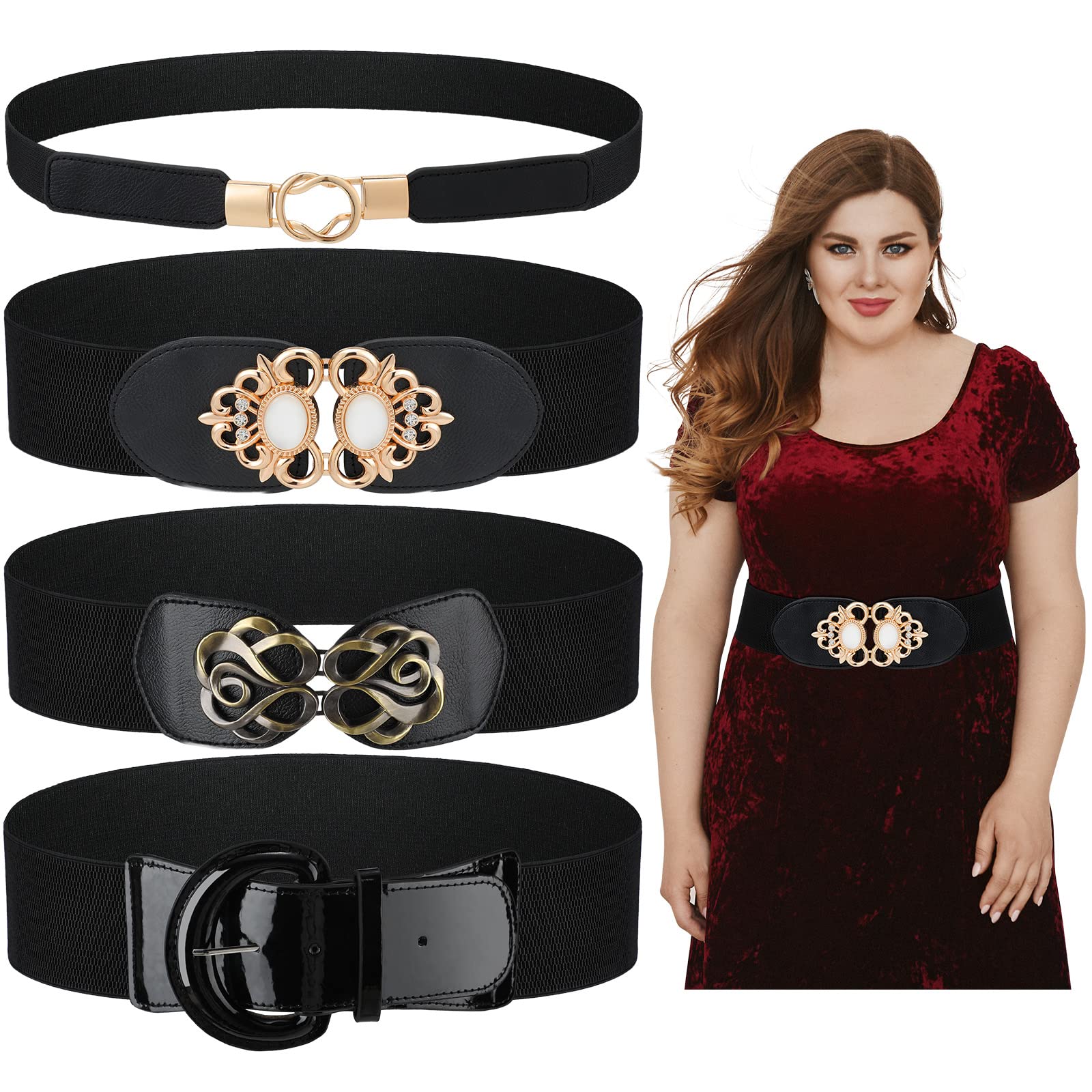 Xtinmee 4 Pieces Plus Size Waist Belts for Women 2 XL Wide